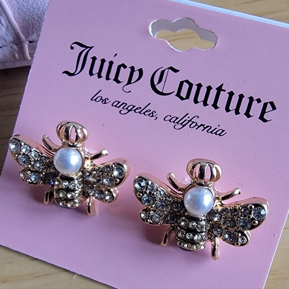 Juicy Couture Pink Card Holder and JC Bee Earring Set - Picture 2 of 7